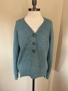 Falls Creek Oversized V Neck Quarter Button Cozy Tunic Sweater Size Medium - Picture 1 of 8