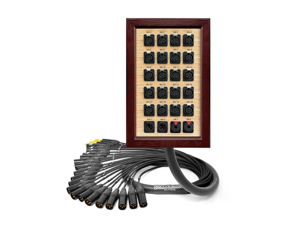 24-Ch Wooden Wall Panel | Mogami 2936 & Neutrik Gold | Premium | Black | 5 FT - Image 1 of 1