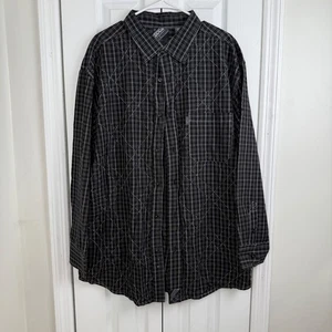 VINTAGE Mecca Shirt Mens XL Black Gray Plaid Button Up Y2K Baggy Hip Hop Western - Picture 1 of 6