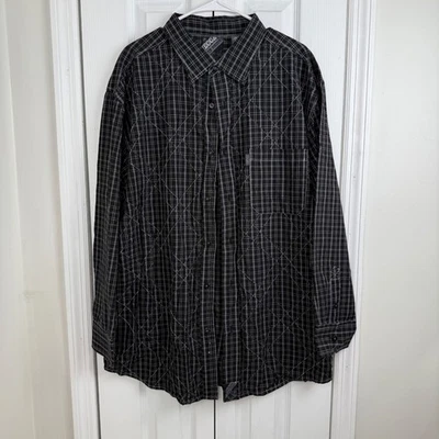 VINTAGE Mecca Shirt Mens XL Black Gray Plaid Button Up Y2K Baggy Hip Hop Western - Image 1 of 4