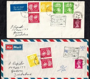 Zimbabwe 1983 Covers Taxed w/ 1C, 6C, & 10C Postage Dues - Picture 1 of 2