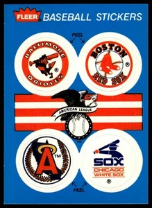 1989 Fleer #NNO Orioles / Red Sox / Angels / White Sox Team Stickers - Picture 1 of 2