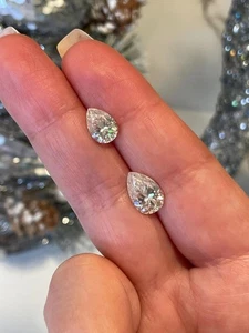 2 Ct Lab Grown Diamond Pair Pear Cut D Color VVS1 Loose Stones Matching Set - Picture 1 of 4