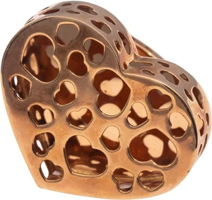 Italian Designer 18k Rose Gold Heart Gallery Jumbo Statement Ring Size 7 - Picture 1 of 7