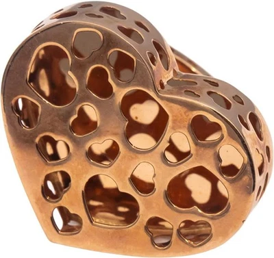 Italian Designer 18k Rose Gold Heart Gallery Jumbo Statement Ring Size 7 - Image 1 of 4