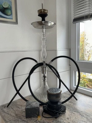 Dschinni Shisha mit 4 Anschlüssen, 2 Schläuchen, Kohleanzünder und Kohle - Bild 1 von 4