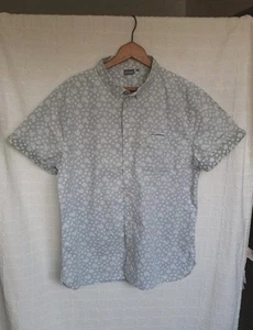Linea Grey & White Flower Print Short Sleeve Shirt Size XL - Picture 1 of 9