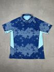 Tommy Bahama Polo Shirt Mens Large Blue Floral Performance Golf Upf Activewear