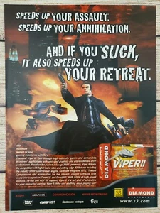 Tarjeta gráfica vintage Diamond Viper II 2 Deus Ex promoción anuncio arte impresión póster 2001 - Imagen 1 de 3