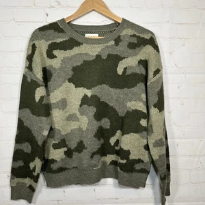 Lucky Brand Camo Sweater Womens Size Medium Green Pullover Crew Neck Soft - Picture 1 of 9