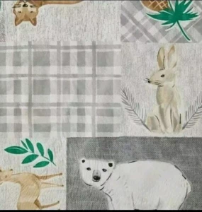 Tovaglia Rotonda Natale Renna Orso Volpi Invernale PEVA 70" Bianco Grigio Natura - Foto 1 di 4