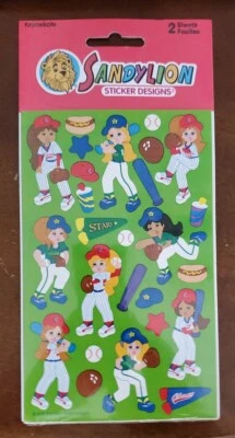 Pegatinas temáticas de softbol Sandylion Kromekote 2002 vintage, nuevo en paquete 2 hojas Foto 1 de 2