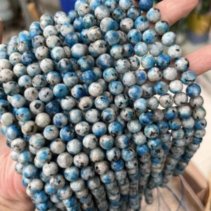 Cuentas de piedras preciosas de jaspe kiwi azul azurita K2 natural de 6-10 mm para hacer joyas hágalo usted mismo - Imagen 1 de 12