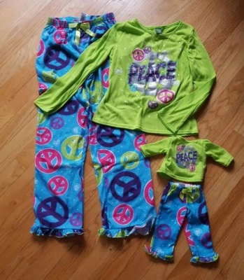 Dollie и я ~ девочки размер 12 из двух частей пижамы комплект для ребенка и куклы EUC 'мир' - Изображение 1 из 2