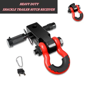 2" Trailer Shackle Hitch Receiver + 3/4" D-Ring Tow Hook Recovery For Truck Jeep - Imagen 1 de 6