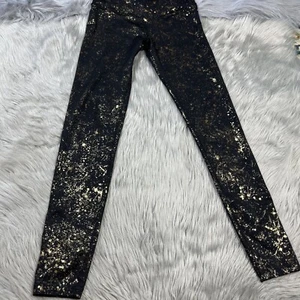 Ivivva Girls Size 14 Black Gold Splatter Leggings - Picture 1 of 12