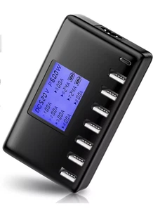 i10 USB Ladestation 60W USB C / 8-Port Multi USB Stecker Smart Charger Schwarz - Bild 1 von 3