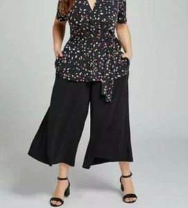 NWT Torrid Size 18 20 2X High Rise Wide Leg pull on Pants Black Career Curvy Mod - Picture 1 of 5