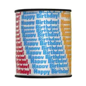 White Happy Birthday Printed Curling Ribbon - 75 yd / 68.5m - Picture 1 of 1