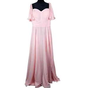Elegantes rosa Chiffon Damen Brautkleid Herzausschnitt Größe 16 Brautjungfer - Bild 1 von 9