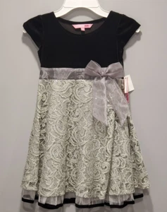 NWT Glamour Girls Gray Flower Dress Bow Size 8, Gift, Party - Picture 1 of 4