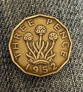 1952 Großbritannien George VI Threepence Münze 3d - Bild 1 von 2