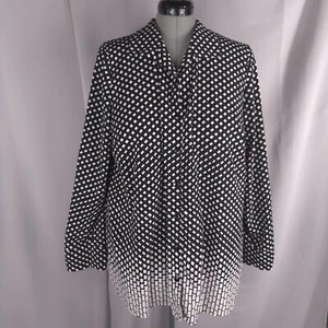 Catherines Top Womens Plus 1X 18/20W Black Geometric Ombre Tunic Blouse - Picture 1 of 13