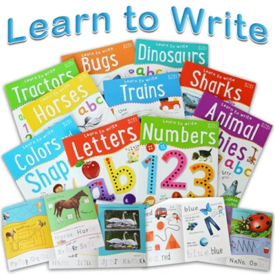 MILES KELLY PUBLISHING LTD Wipe Clean Learn To Write 10 Books Collection Set Alphabets Numbers Phonics NEW