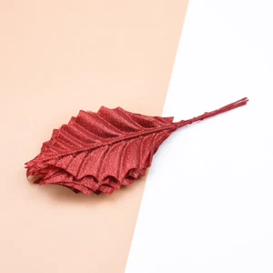 Artificial Satin Wired Christmas Holly Leaves - Red - Bild 1 von 1