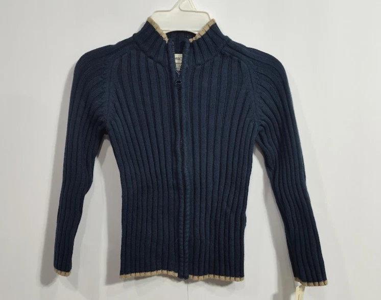 Cherokee Boys Size 5T 100% Cotton 2007 Long Sleeve Zipper Cardigan Inky Blue NWT - Image 1 of 4