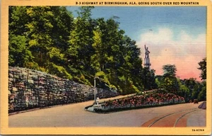 Postcard Highway at Birmingham Alabama Going South over Red Mountain - 1937 - Picture 1 of 2