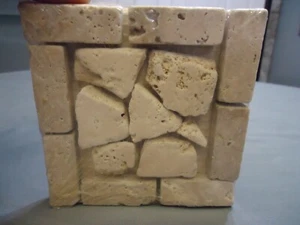 "PISO/AZULEJOS MEDALLÓN DE TRAVERTINO BLANCO DE PIEDRA NATURAL 4"" X 4"" (h) - Imagen 1 de 3