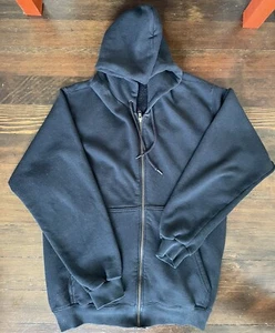 90’s Vintage Nike Hoodie Blank Full Zip Up Small Faded Black USA MADE - Picture 1 of 3