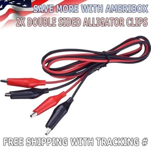 Pair of Dual Red & Black Test Leads with Alligator Clips Jumper Cable Wire - Picture 1 of 7