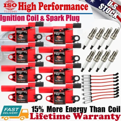 8Pack Ignition Coil and Spark Plug+ Wire For GMC Chevy Silverado 1500 Tahoe 5.3L - Image 1 of 4