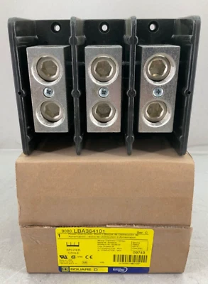 NEW SQUARE D 9080LBA364101 POWER DISTRIBUTION BLOCK 600V MAIN/BRANCH #4-600MCM - Image 1 of 4