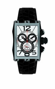 Gio Monaco Men's 626-A Mac V Chronograph Silver Dial Alligator Leather Watch - Picture 1 of 12