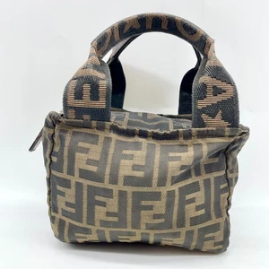 Auténtico Mini Bolso de Mano FENDI Zucca FF Logo Nylon Cuero Y2K - Imagen 1 de 19