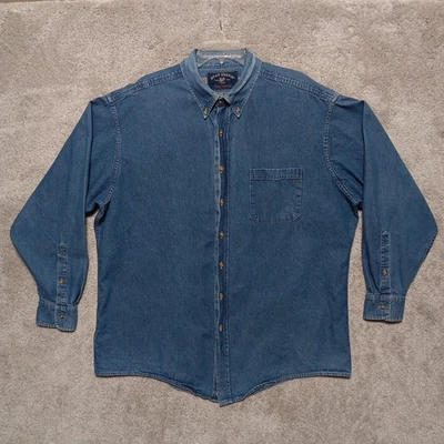 Camisa Bills Khakis Para Hombres XXL 2XL Azul Denim Jean Manga Larga Con Botones EE. UU. Foto 1 de 4