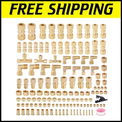 135-Piece Brass Tube Connector Kit for Industrial Use - Unions, Tees & More - Image 1 of 4