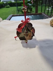 Vtg Paper Glitter Ball Handmade Christmas Card Ornament - Picture 1 of 4