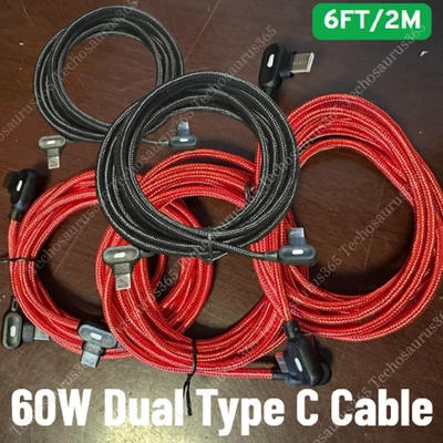 90 Degree Right Angle Type C Fast Charger PD Cable Lot For Samsung iPhonne 15 16 - Image 1 of 4