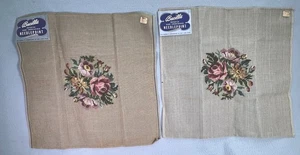 2 Each Vintage Bucilla Started Needlepoint Floral Wool Chair Pillow 10257 18x18 - Picture 1 of 10