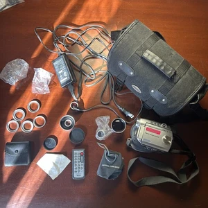 Sony HandyCam DCR-DVD301 DVD Camcorder Bundle w/ Lenses Charging Cord Case More - Picture 1 of 24