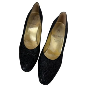 Damen-Pumps Vintage 80er Bruno Magli schwarz Kegelabsatz Made in Italy strukturiert 7 - Bild 1 von 8