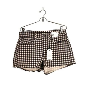 Express Women's Black & White Gingham Hi Rise Shortie Shorts sz 10 NWT - Picture 1 of 3
