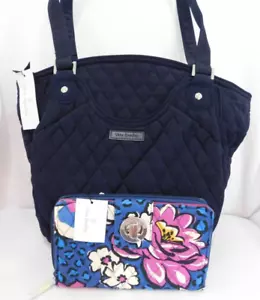 VERA BRADLEY Glenna Purse Classic Navy Blue Microfiber & Turnlock Wallet - NWT - Picture 1 of 12