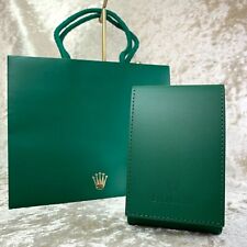 ROLEX Watch Case Green Leather Protection Soft Travel Pouch Watch Holder w/ Bag