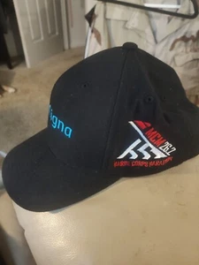 Marine Corp Marathon Strap Back Hat Cap Casual Black Embroidered - Picture 1 of 6