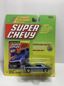 JOHNNY LIGHTNING 1967 CAMARO SUPER CHEVY PLAYING MANTIS VAULT CARD STICKER Blue - Picture 1 of 8
